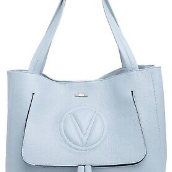 Valentino by Mario Valentino Ollie Light blue Leather Large Tote Bag Italy - Picture 1 of 2